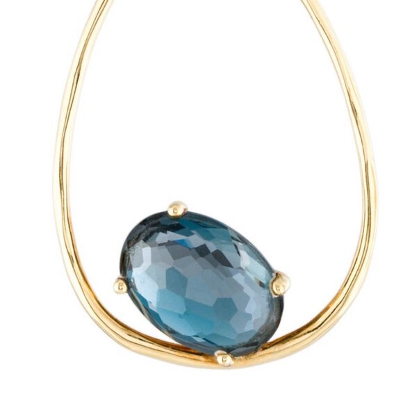 IPPOLITA 18K 750 YELLOW GOLD TOPAZ SCULPTED OPEN TEARDROP EARRINGS - Picture 4 of 8